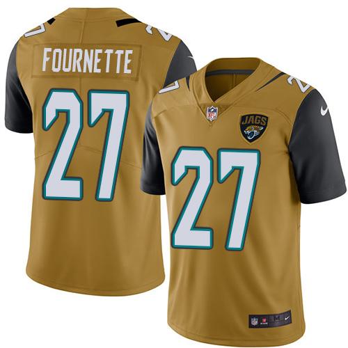 Nike Jacksonville Jaguars #27 Leonard Fournette Gold Men Stitched NFL Limited Rush Jersey